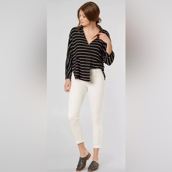 We the Free | Medium Black and White Striped Oversized Can't Fool Me Top - Picture 2 of 10